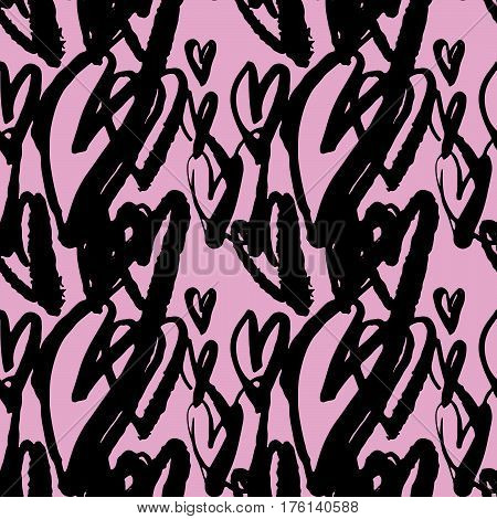 Seamless Brushpen Doodle Pattern Grunge Texture.trendy Modern Ink Artistic Design