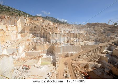 Orosei, Italy - 26June 2013: Mine for the extraction of granite of Orosei on Sardinia island, Italy