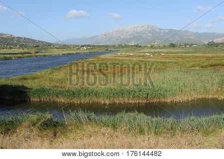 River near La Caletta on the island of Sardinia, Italy