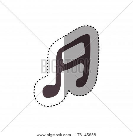 sticker hand drawing silhouette musical note icon vector illustration