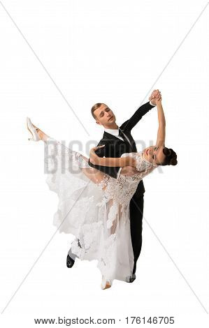 Ballrom Dance Couple In A Dance Pose Isolated On White Bachground