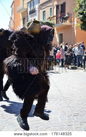 Sardinia, Italy: the old Mamuthones' mask .