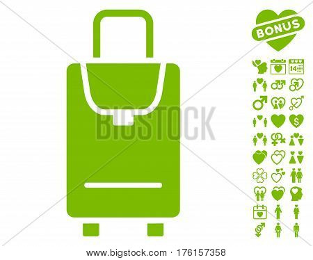 Carryon icon with bonus lovely images. Vector illustration style is flat iconic eco green symbols on white background.