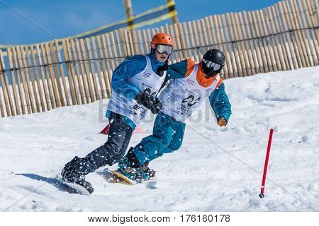 Tomas Longo And Alexandre Sousa During The Snowboard National Championships