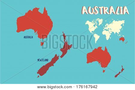 World Map Australia highly detailed vector illustration