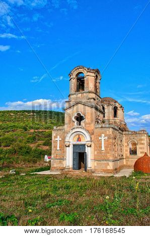 ruins of the Temple of the Apostle and Evangelist Luke Ukraine Crimea Laki village