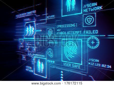 Digital Security and data protection. Conceptual illustration with advanced technology digital display.