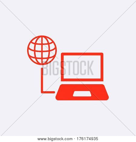 laptop globe icon stock vector illustration flat design