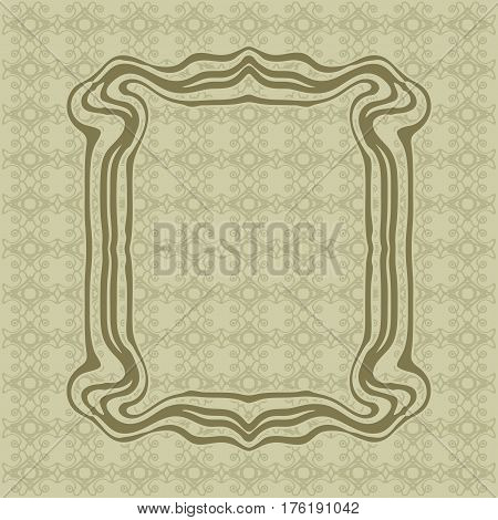 Art Nouveau elegant smooth lines decorative rectangle vector frame for design. Art Deco style fine border ornament