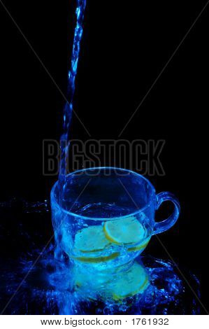 Shot Of Water Falling Into A Cup