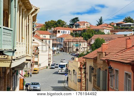 View Of Street In Signagi Or Sighnaghi City. Georgia
