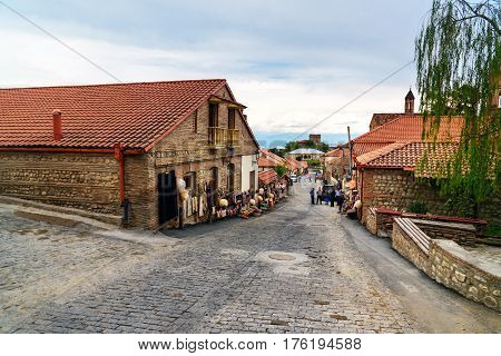 View Of Street In Signagi Or Sighnaghi City. Georgia