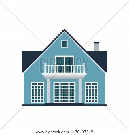 House front view vector illustration. Houss flat style modern constructions vector. House front facade building architecture home construction, urban house building apartment front view
