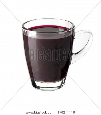Fresh juice of beets isolated on white background. Close up.