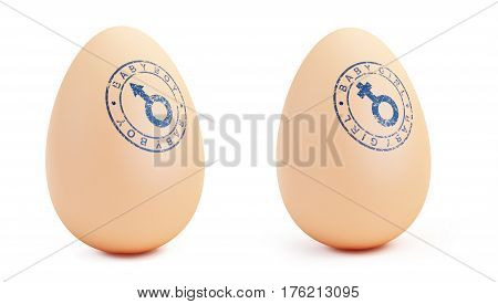 Baby boy and girl egg on a white background 3D illustration