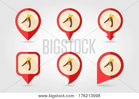 Secateurs pruner averruncator flat vector pin map icon. Map pointer. Map markers. Garden eps 10