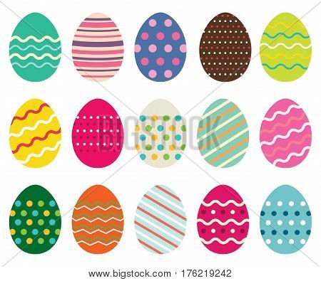Colorful Easter eggs set, isolated on white