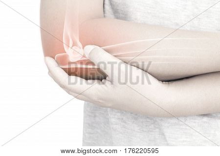 elbow bones injury white background elbow pain