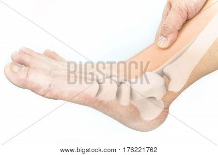 foot muscle pain white background foot injury