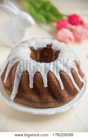 home made Carrot sponge cake for easter