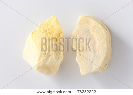 Durian Zibethinus King Of Fruit Freeze Dry On White Background