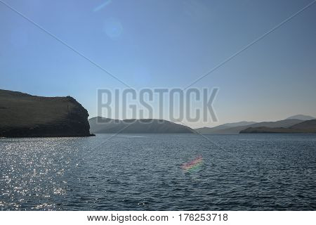 Baikal lake near Khuzhir villahe at Olkhon island in Siberia, Russia. Lake Baikal is the largest freshwater lake in the world.