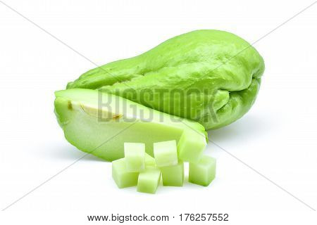 fresh chayote isolated on the white background