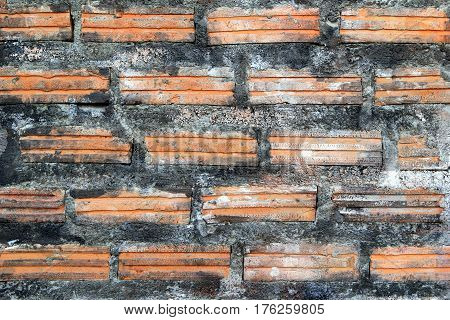 Black and brown wall from bricks for background.