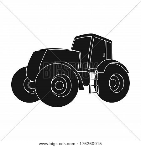 Combine harvesting .Green tractor with large wheels. Agricultural equipment for farmers.Agricultural Machinery single icon in black style vector symbol stock web illustration.
