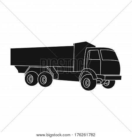 Pickup rural truck. Tow auto. Truck with orange body for the transport of agricultural crops.Agricultural Machinery single icon in black style vector symbol stock web illustration.