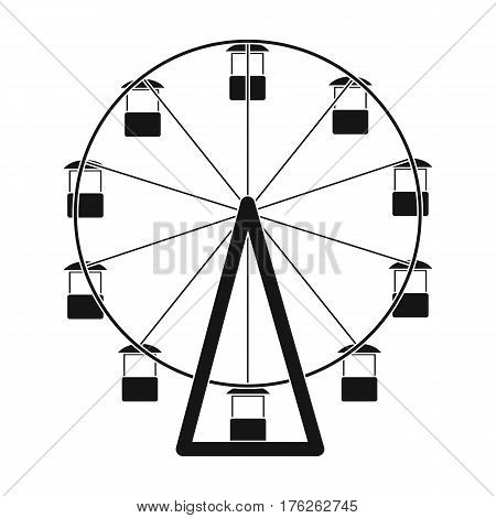 The wheel is in the amusement park. Slow attraction to explore the city.Amusement park single icon in black style vector symbol stock web illustration.
