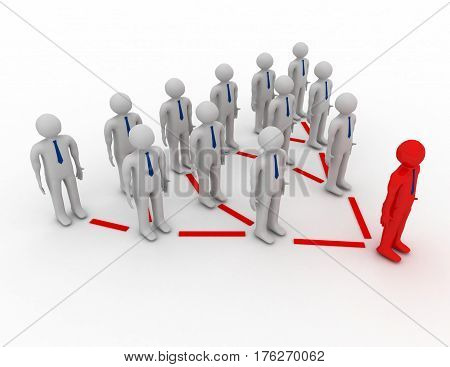 3D Small People Standing Numbers As A Pyramid. 3D Image.