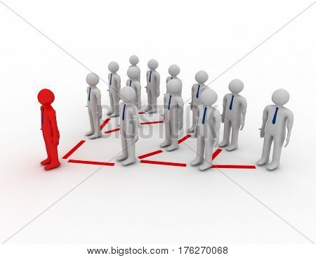 3D Small People Standing Numbers As A Pyramid. 3D Image.