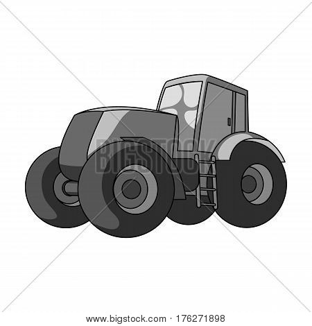 Combine harvesting .Green tractor with large wheels. Agricultural equipment for farmers.Agricultural Machinery single icon in monochrome style vector symbol stock web illustration.