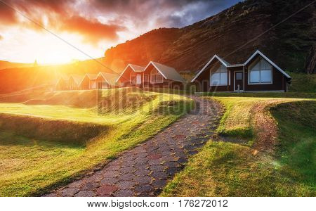Ancient Houses In Laufas, Iceland