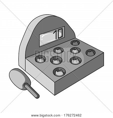 Attraction with a hammer to beat pop-up animals.Amusement park single icon in monochrome style vector symbol stock web illustration.