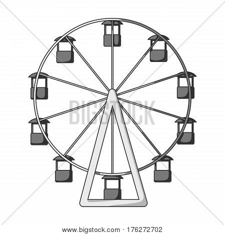 The wheel is in the amusement park. Slow attraction to explore the city.Amusement park single icon in monochrome style vector symbol stock web illustration.