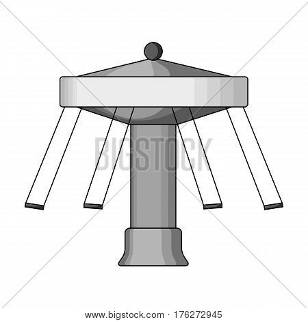 Carousel with seats on chains for children. Amusement park.Amusement park single icon in monochrome style vector symbol stock web illustration.