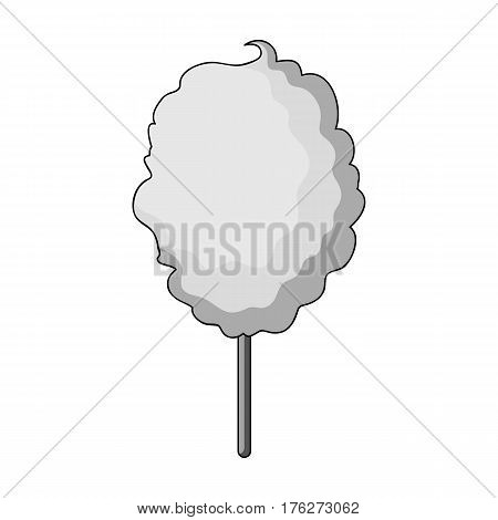 Pink sweet cotton wool on a stick. Dessert for children and sugar in the amusement park.Amusement park single icon in monochrome style vector symbol stock web illustration.