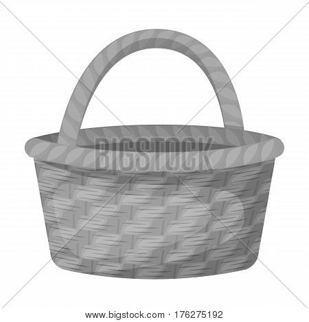 Straw basket for carrying fruits and vegetables in the village.Farm and gardening single icon in monochrome style vector symbol stock web illustration.