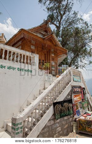 MANALI, INDIA. 4 Jun 2009: Wooden ancient Hindu Temple Jagtipath. Naggar, district of Kullu in Himachal Pradesh, India.
