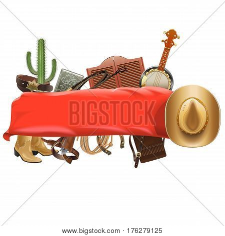 Vector Festive Cowboy Banner isolated on white background