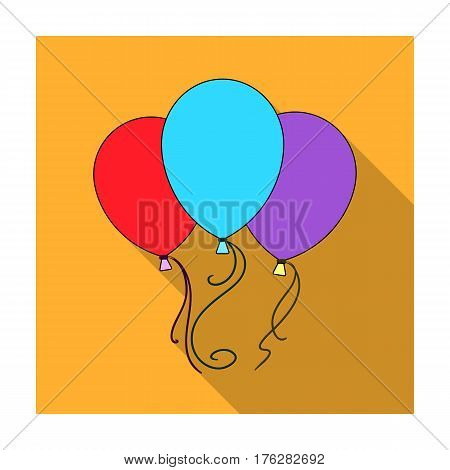 Blue pink and yellow balloons for children. Children's toys in the amusement park.Amusement park single icon in flat style vector symbol stock web illustration.