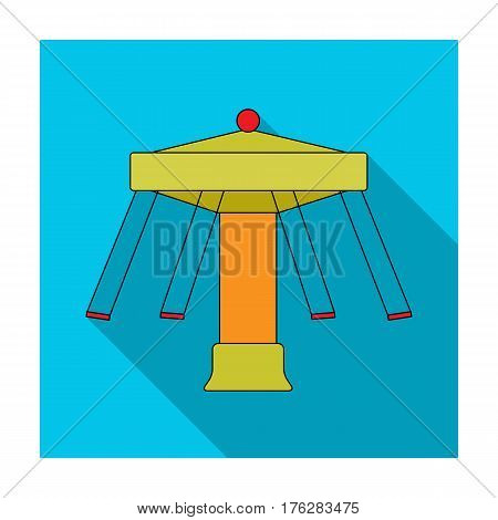 Carousel with seats on chains for children. Amusement park.Amusement park single icon in flat style vector symbol stock web illustration.