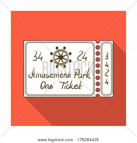 Ticket for passage to the territory of the amusement park.Amusement park single icon in flat style vector symbol stock web illustration.