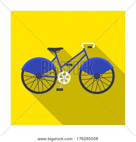 Walking bicycle with large shields and curves driving. Economical transport.Different Bicycle single icon in flat style vector symbol stock web illustration.