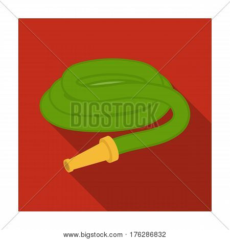 Garden hose with nozzle. Hose for watering beds.Farm and gardening single icon in flat style vector symbol stock web illustration.