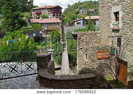 Rupit Spain - September 09 2014: Beautiful scenic view of village in Rupit (Catalonia Spain)