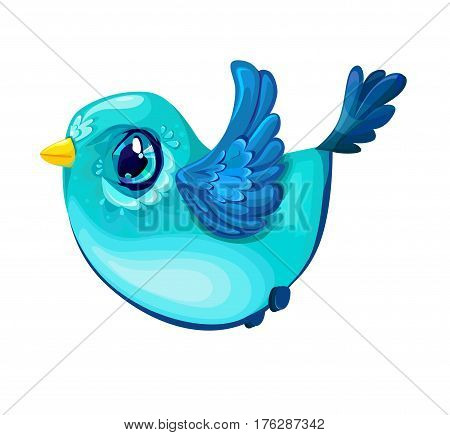 Blue bird on a white background, vector decorative bird