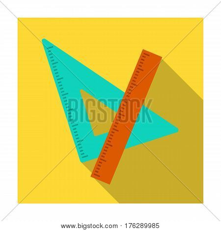 Ruler and triangle. Devices for school drawing.School And Education single icon in flat style vector symbol stock web illustration.
